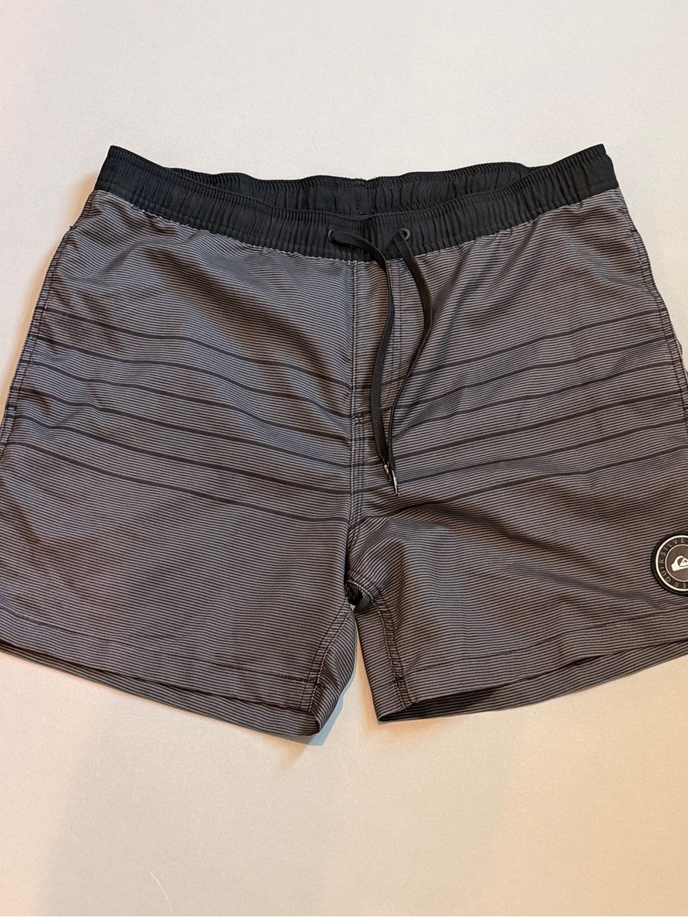 Quiksilver Black & Gray Striped Boardshorts with Drawstring